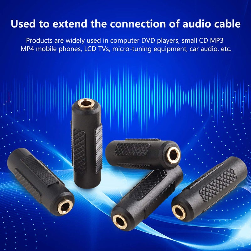 SAISN 3.5mm Stereo Jack to 3.5mm Stereo Jack Adapter Connectors Stereo Coupler Female to Female Gold Plated (Pack of 5) - Image 2